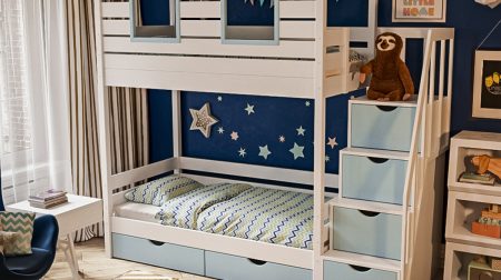 Детская двухъярусная кровать-домик Бревик купить в магазине Little Home